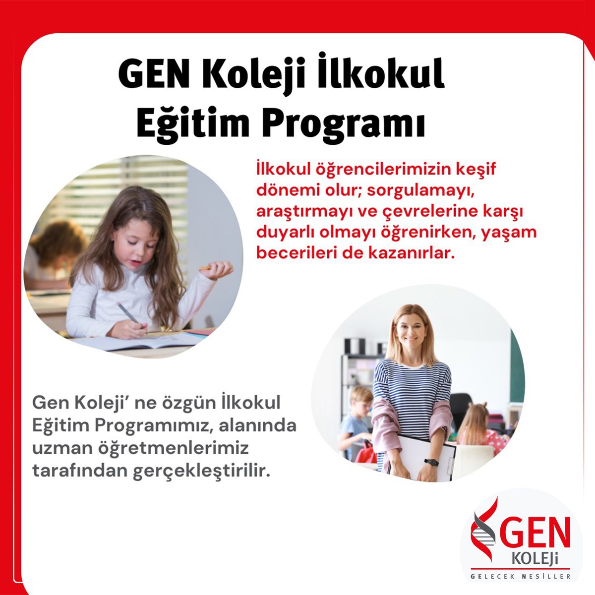 GenKoleji's tweet photo. Gen Koleji’ ne özgün İlkokul Eğitim Programımız, alanında uzman öğretmenlerimiz tarafından gerçekleştirilir.  İlkokul öğrencilerimizin keşif dönemi olur; sorgulamayı, araştırmayı ve çevrelerine karşı duyarlı olmayı öğrenirken, yaşam becerileri de kazanırlar. https://t.co/7euVEvceis