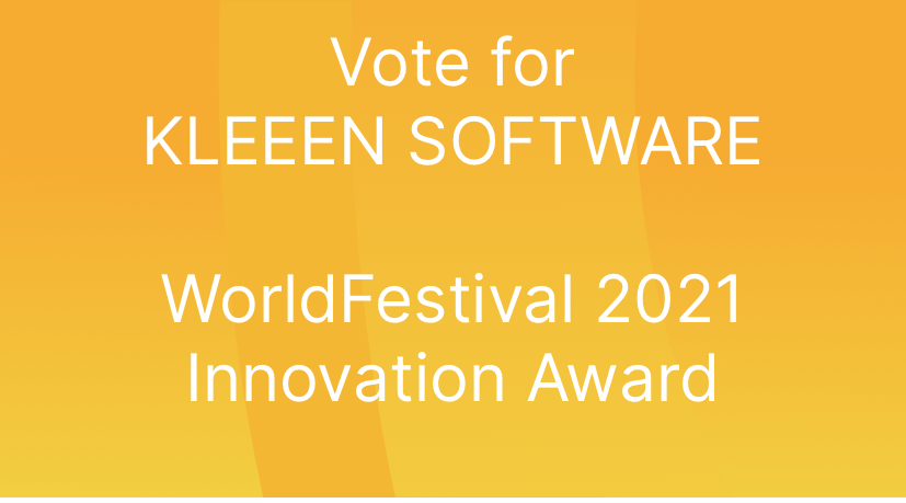mattfoxaustin's tweet photo. Final day to vote for Kleeen Software at the WorldFestival 2021 Innovation Awards: https://t.co/TP0ERTy4tk. Help us secure a spot to pitch live as a Top 50 Startup, and you get a free WORLD Pass to WorldFestival 2021 (Aug 17-19, Online) #WorldFestival https://t.co/zx53ri053g