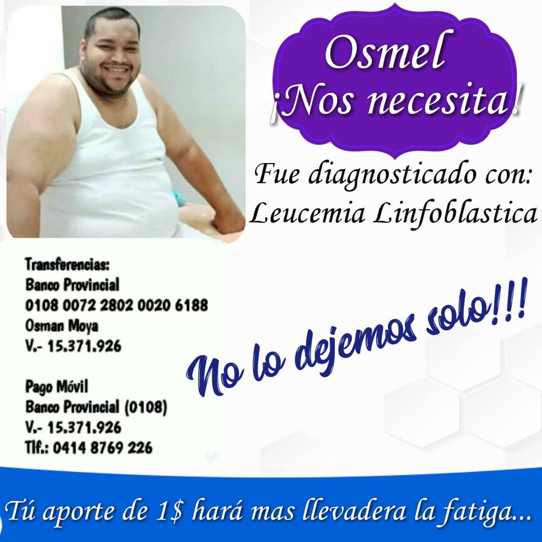 RunRunesWeb's tweet photo. #ServicioPúblico Osmel Moya, diagnosticado con Leucemia Linfoblástica Aguda, requiere los siguientes medicamentos para iniciar quimioterapia:

Fasturtec amp. 1.5 Mg
Metotrexate amp. 50 mg
Daunoblastina amp. 50 mg

Puede comunicarse al 04242812874. https://t.co/SxK3UMwfFb