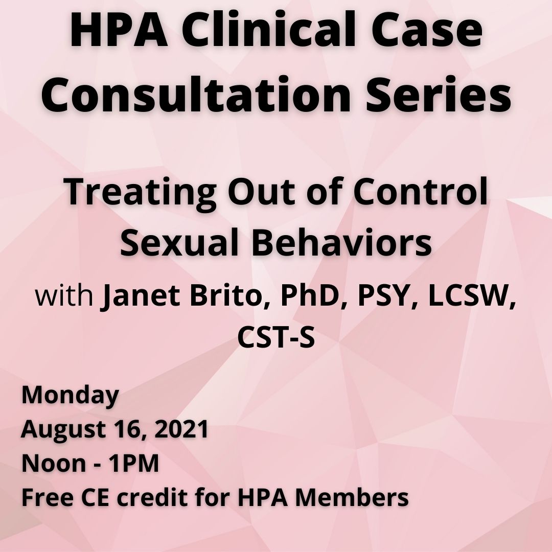 808Psychology's tweet photo. Join Dr. Janet Brito for this month's Clinical Case Consultation: Treating Out of Control Sexual Behaviors. 
 Register here: https://t.co/Lvo8Yf7lH2 https://t.co/I358R1YUus