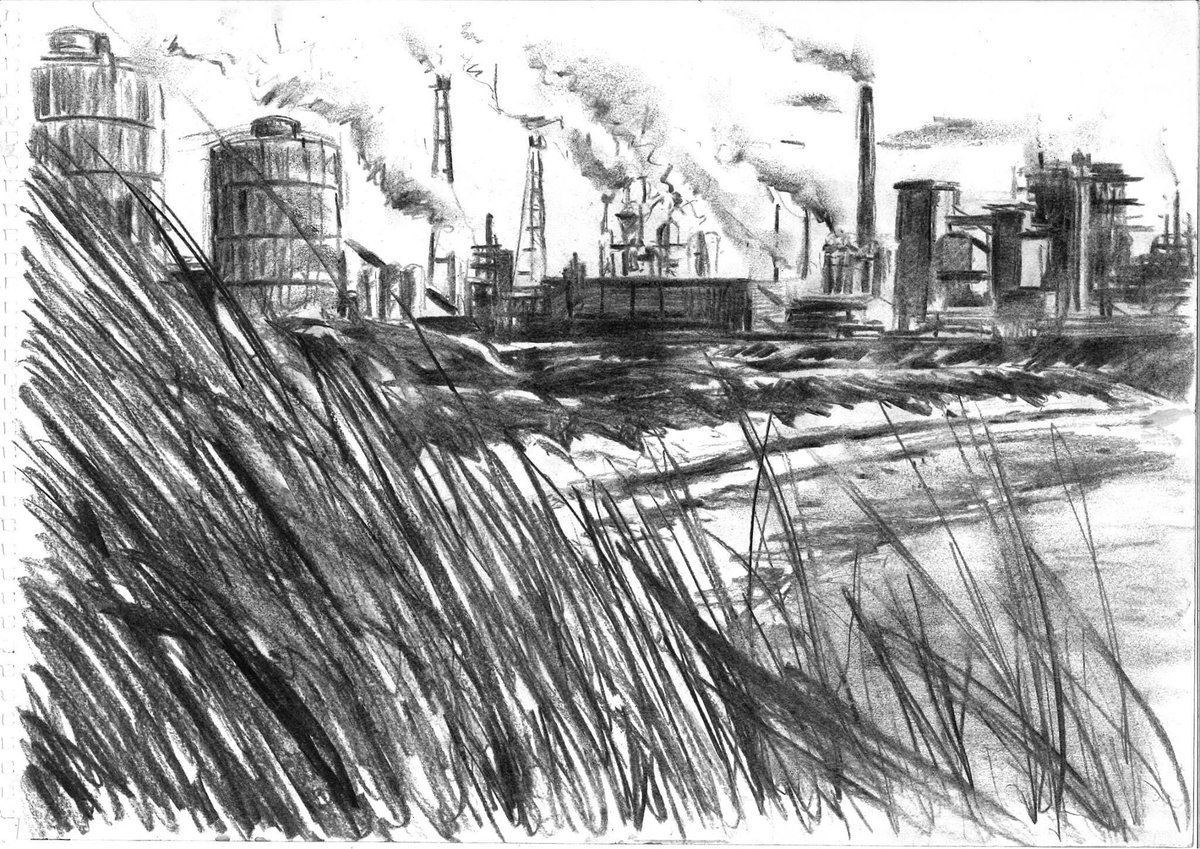 Very sad to see that the steelworks will be dismantled at Redcar. A skyline synonymous with Teesside and a massive part of my childhood. Here’s a series of live sketches I did there 29 years ago! I can feel the wind blowing now! So glad I have these…