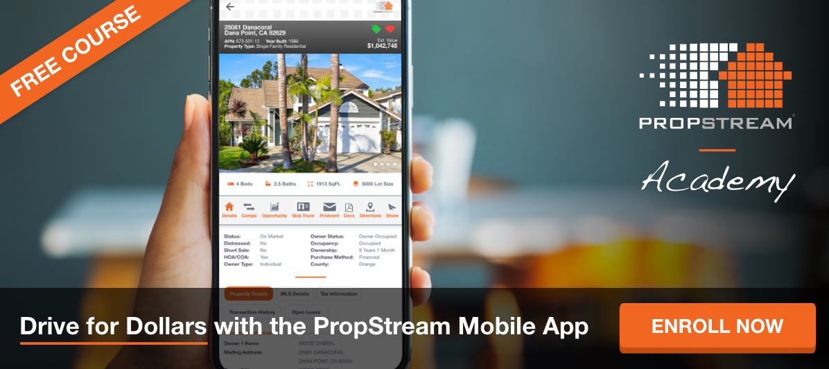 PropStream's tweet photo. Learn How to๐Drive for Dollars๐ต with PropStream Academy's New Course https://t.co/jK1J5XOEU3
#Drivefordollars #Propstreammobileapp #finddealsonthego #findleadsonthego #PropStreamAcademy #freecourse #learntodrivefordollars https://t.co/9sh7LZVqD3