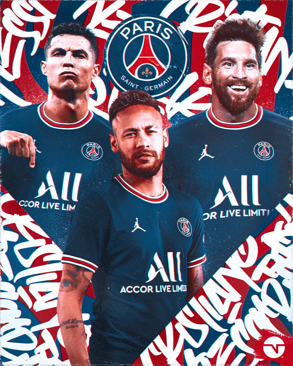 A gente nunca te pediu nada, PSG... 😍 O coração chega a errar as batidas só de imaginar esse trio junto! 😂 #MessiDay #Messi #Neymar #CristianoRonaldo #PSG