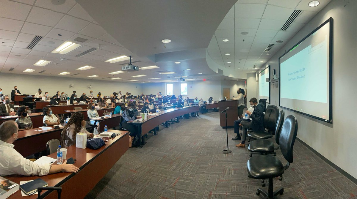 Alejandra_ncba's tweet photo. As our own Law Student Division Director Sheila Spence said: Welcome to the profession Legal Eagles! We had the opportunity to present in front of such an engaged @NCCULAW 1L class. I am happy to report that we have 176 new @NCBAorg members! #myncba https://t.co/WSgaak4Kby