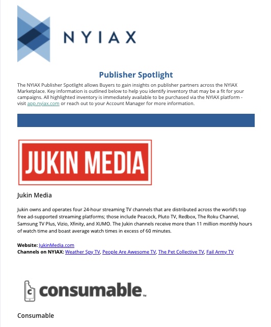 #ICYMI: Checkout our latest Publisher Spotlight featuring <a href="/JukinMedia/">Jukin Licensing</a> Media and Consumable! 

shorturl.at/cAI24