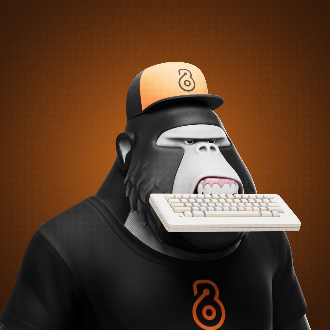DegenApeAcademy's tweet photo. Our next 1/1 custom ape to enter the academy is the most boring of them all, @BoringProtocol - Damn ape stole the Apeintosh keyboard.. https://t.co/a3nN1u3kuY