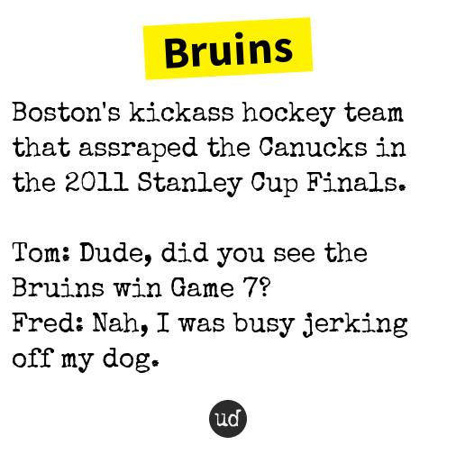Urban Dictionary on Twitter "jeremylauzonn Bruins Boston's kickass hockey team that assraped