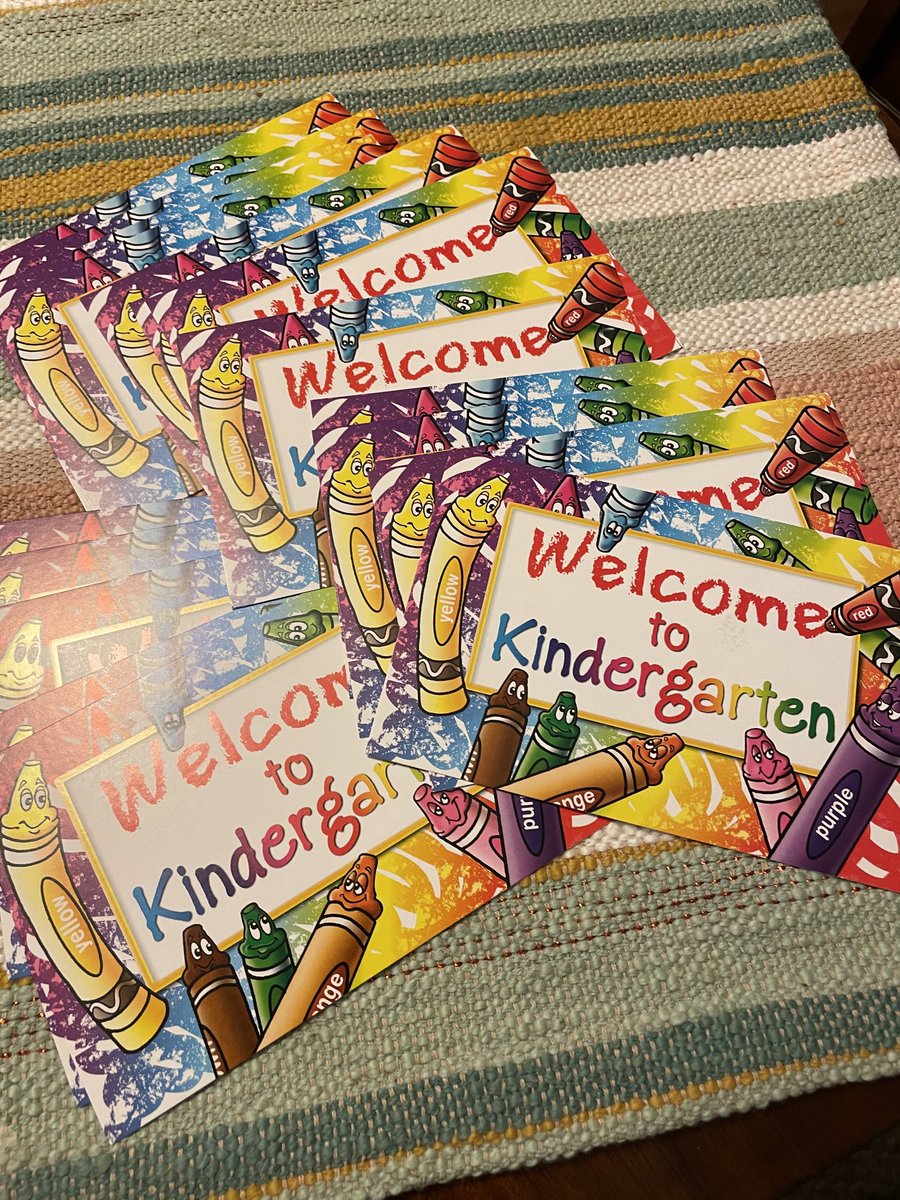 Postcards ready to go in the mail to greet my new kindergartners. I can’t wait to meet them next week. #whes  #kindergartenrocks