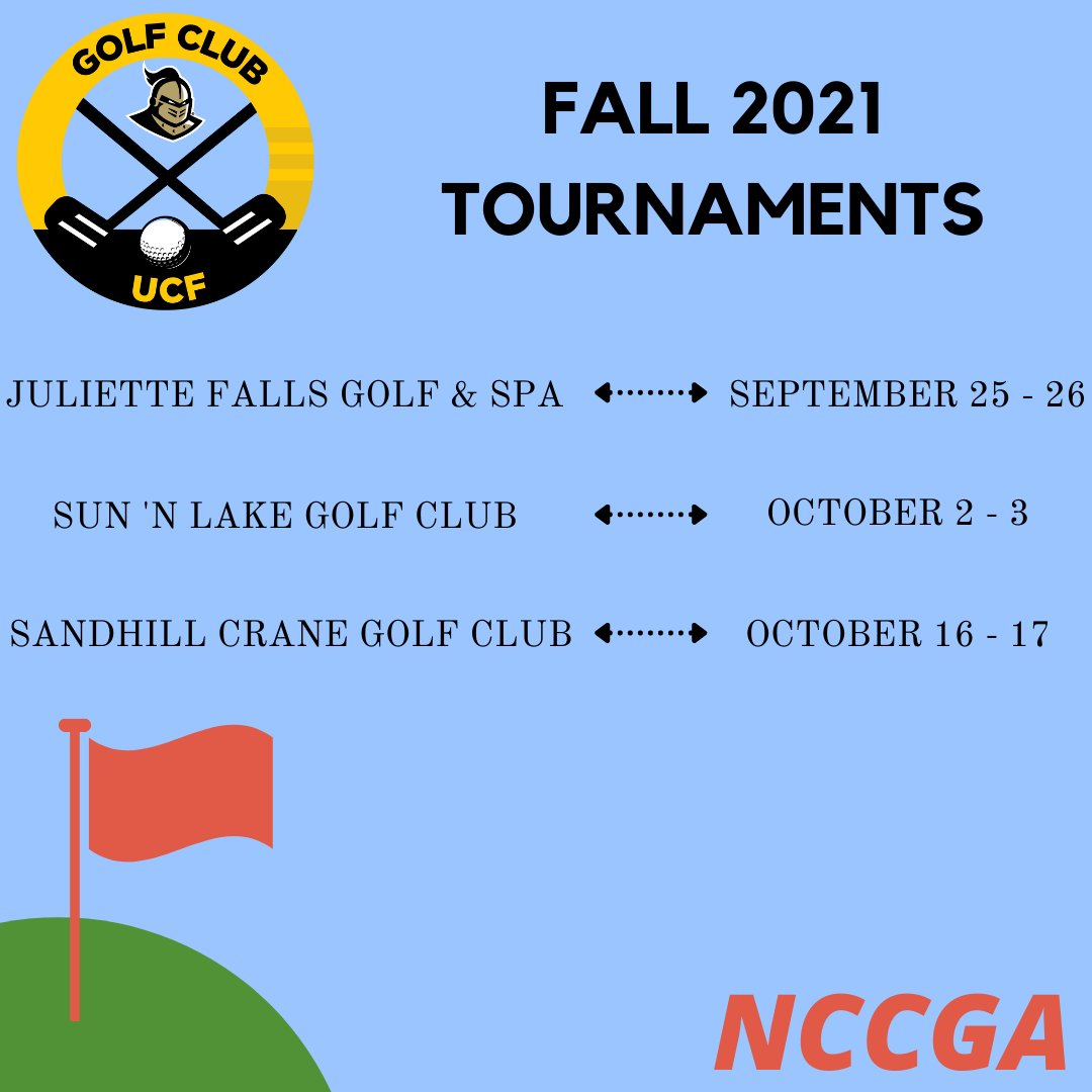 GolfClubUCF's tweet photo. Announcement: Here are the dates and locations for the Fall 2021 tournaments! https://t.co/8cpY87LGSH