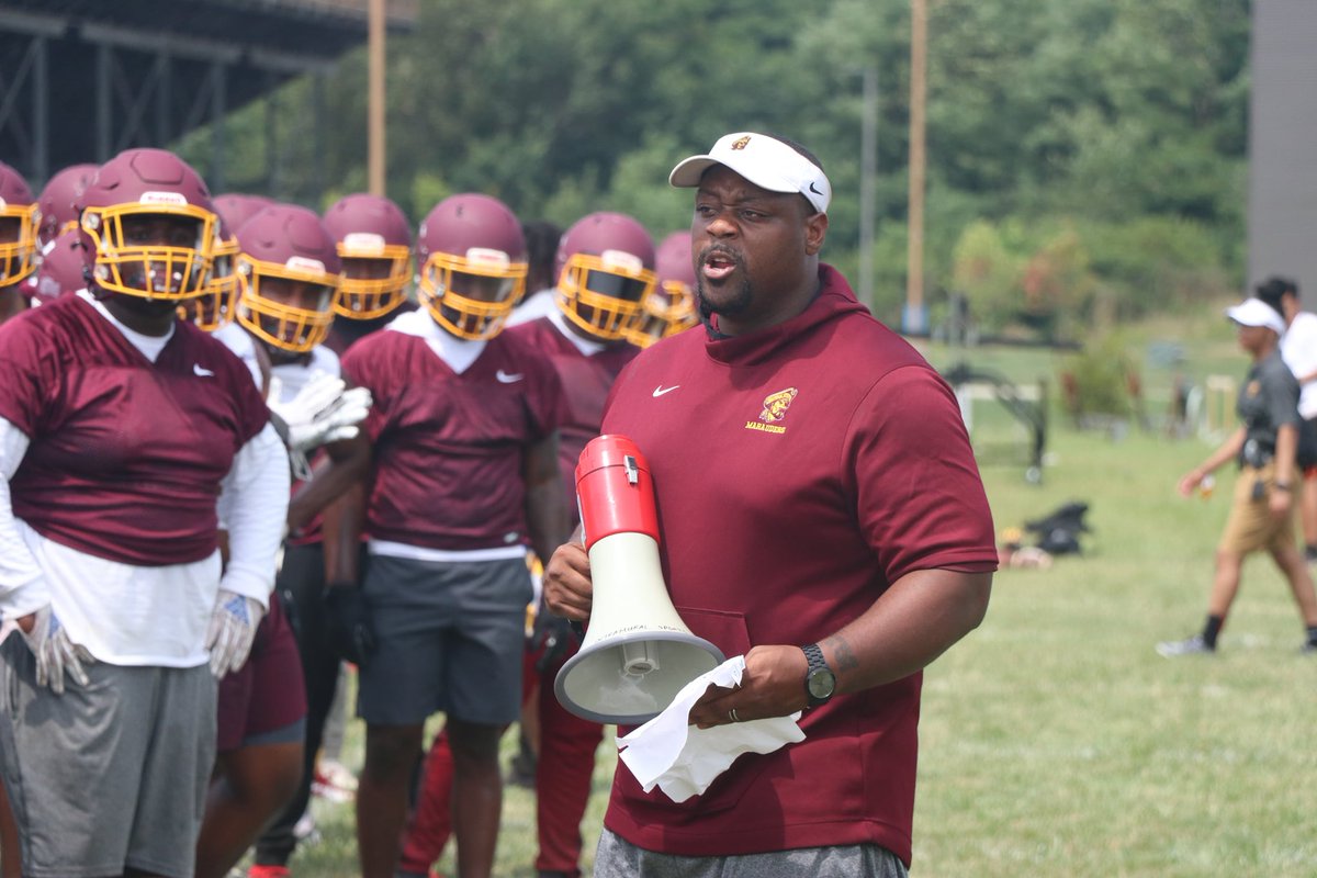 GO_MARAUDERS's tweet photo. "I am pleased with the high level of intensity we are bringing each day. We have great competition at every position with players who have an unmatched passion and love for the game of football." - @CentralState87  Head Coach @BobbyRome 

@TheSIAC @NCAADII https://t.co/L3ydqe7jhq
