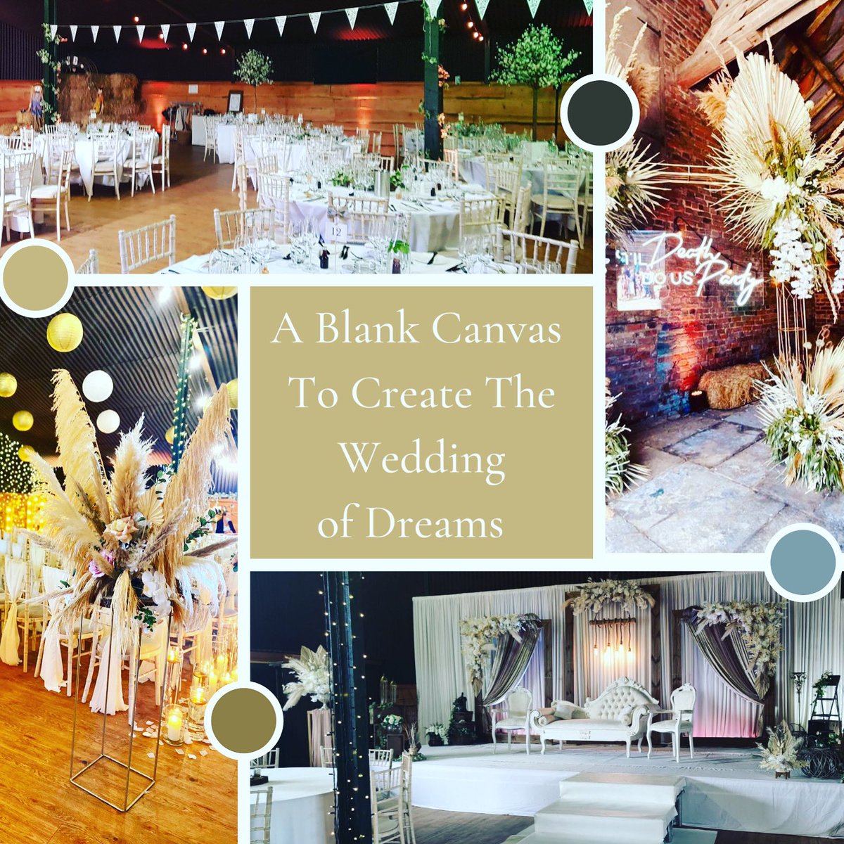 Stock Farm Barn is a beautiful space that can be magically transformed to suit any wedding style or theme. If you would like to come and view the barn, please drop us an email on info@tattonweddings.co.uk 
#cheshireweddings #weddingbarn