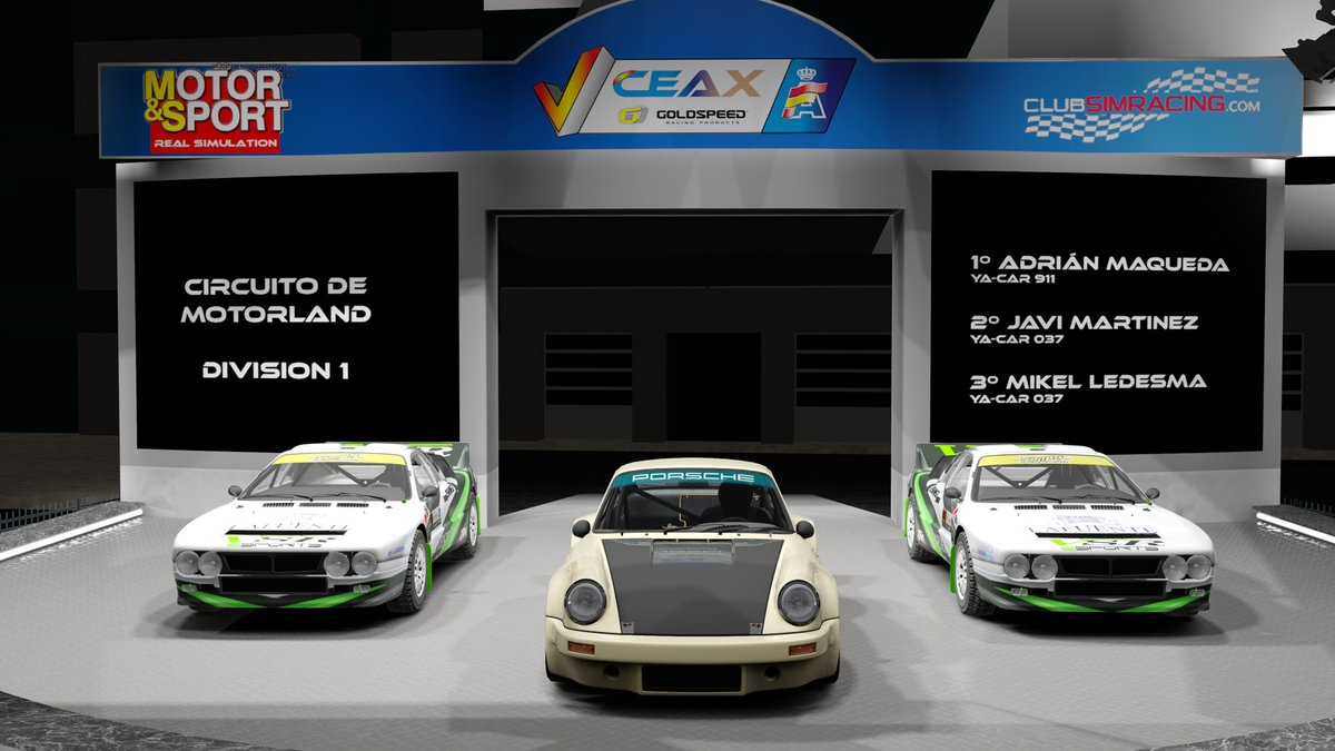 MotorReal's tweet photo. PODIO DE LOS GANADORES DEL AUTOCROSS CIRCUITO DE MOTORLAND VIRTUAL 2021 DIVISION 1. @CeaxVirtual @club_simracing 
1º Adrián Maqueda
2º @PituJavi 
3º Mikel Ledesma https://t.co/0ed5rZHTZ5