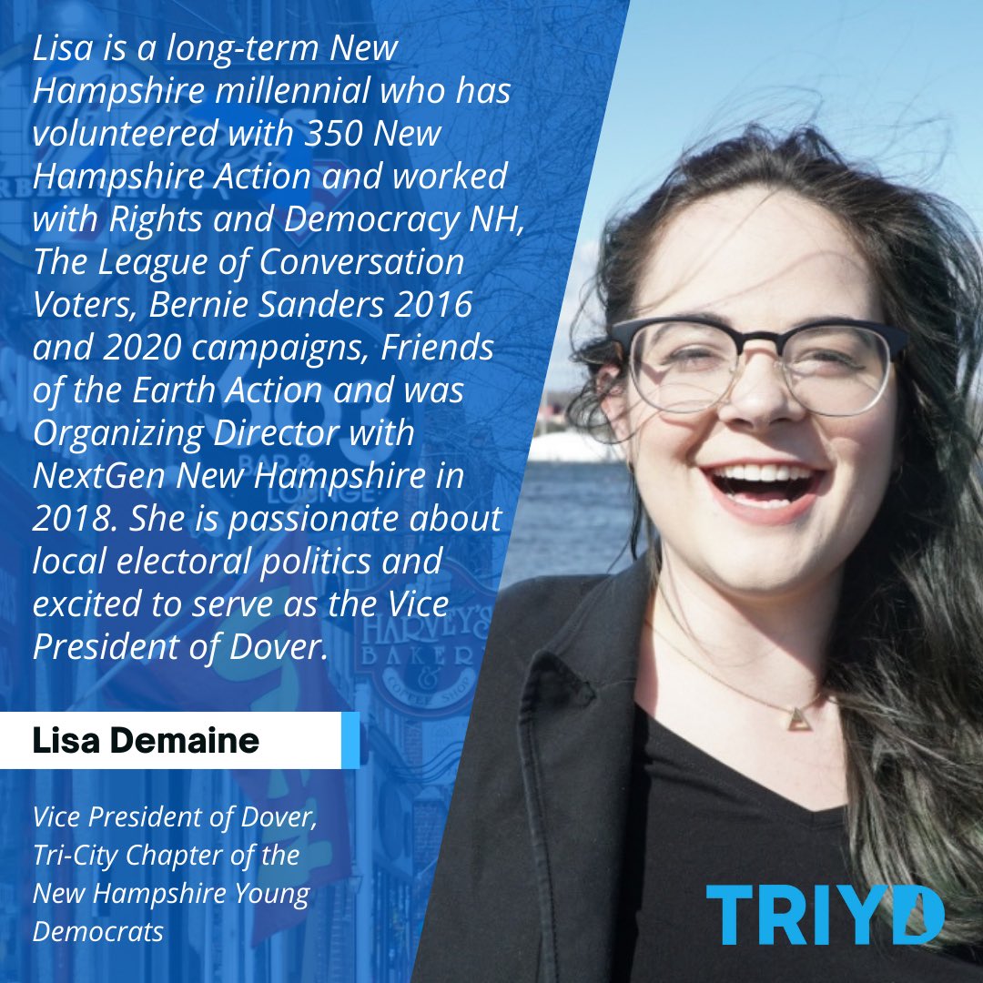 TriCityNHYD's tweet photo. Next up in Board intros, is our new Vice President of Dover, @liserdeman (she/her) 🎊
Lisa has been a leader within local & statewide initiatives fighting for a more progressive New Hampshire!
#TRIYD #NHYD #NHPolitics https://t.co/59P0LrOYZq