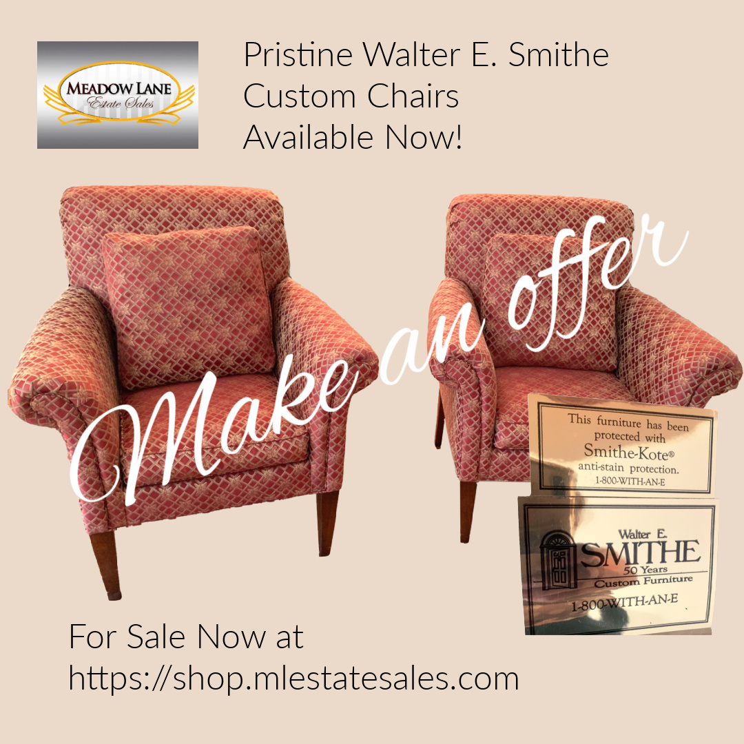 These #walteresmithe #customupholstery #Chairs are available now at our #onlineestatesale. Go to shop.mlestatesales.com and make your offer now. Check out our other offerings as well, including #drexelheritagesketchbookcollection #roomandboard #hermanmiller and more!