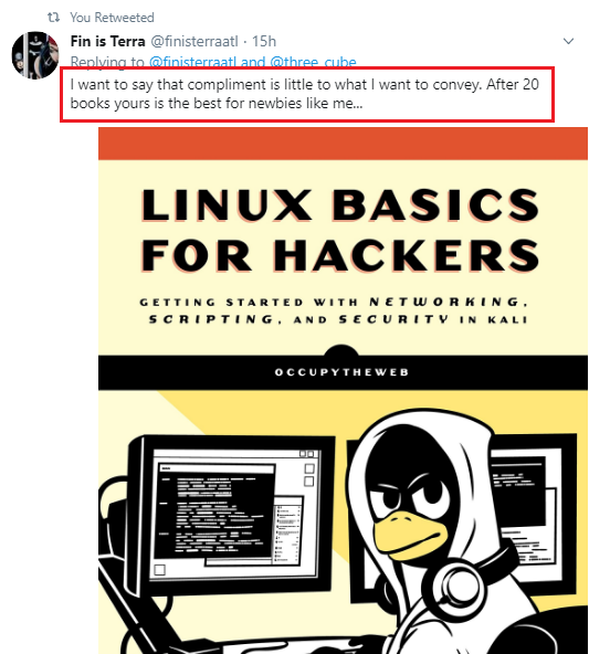 Linux Basics for Hackers, Part 2: Finding Stuff in Linux #linux #linuxbasics #linux4hackers #cybersecurity #cyberwarrior #infosec

hackers-arise.com/post/2016/08/0… 

#cyberwarrior #linux