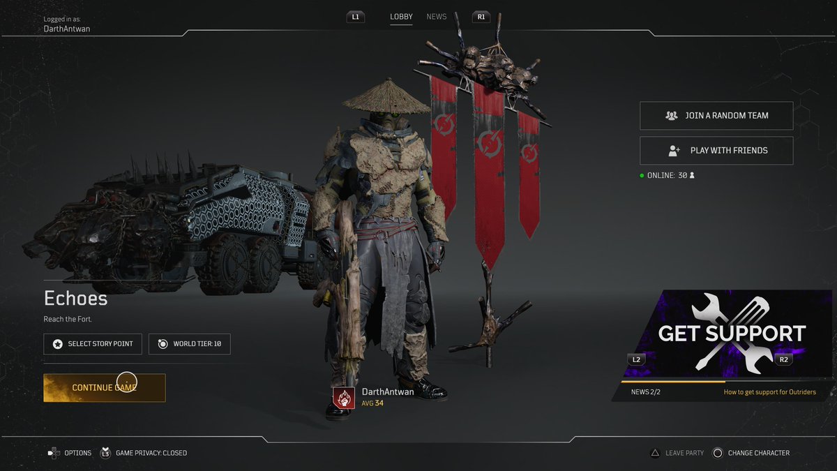 DarthAntwan7's tweet image. #PS5Share, #OUTRIDERS Made it to max level. Now gotta finish story and grind out the gear! #TeamPyro