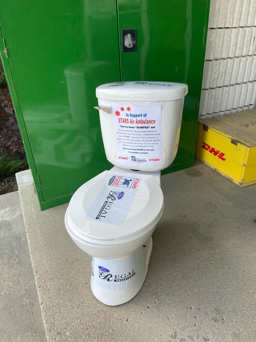 WesternSalesLtd's tweet image. So... we have been "Dumped" on!
If you're by the Rosetown dealership in the next bit and can donate ~ we'll get this toilet moving!
@STARSambulance