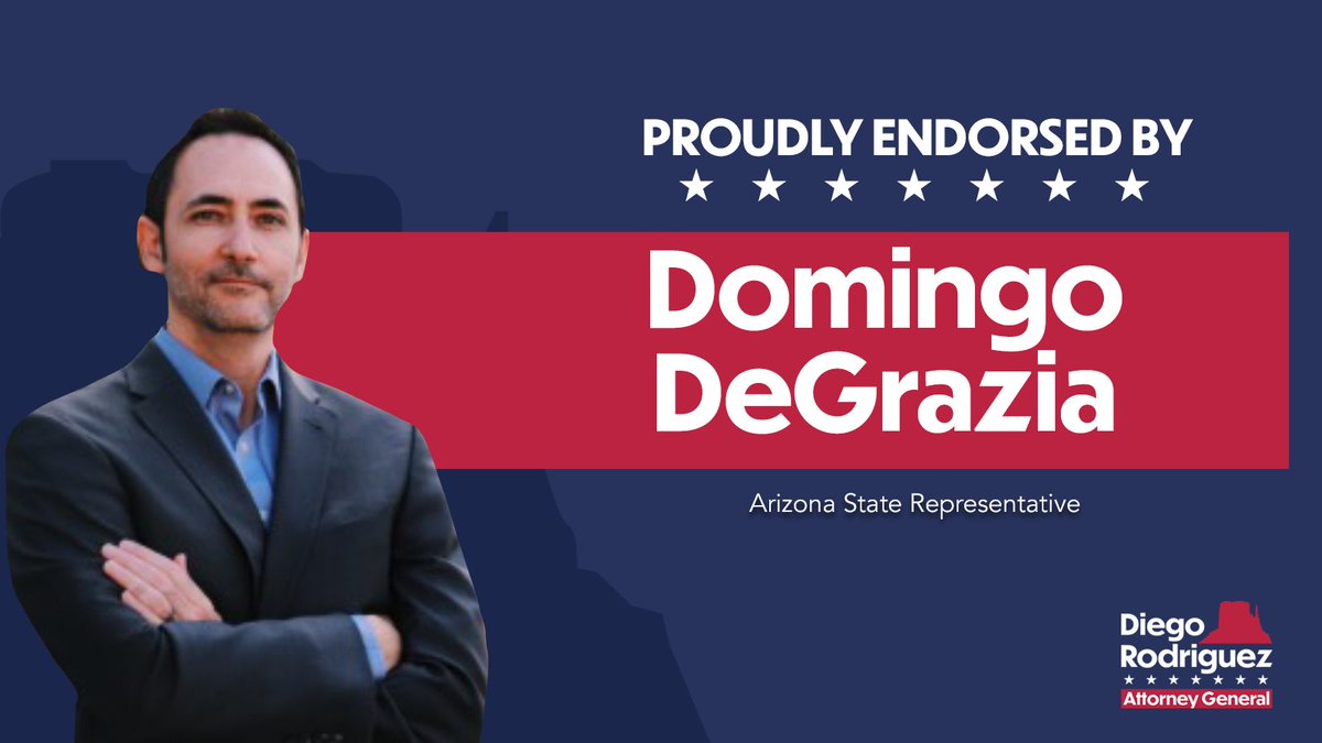 Grateful for @DeGraziaforAZ's endorsement today. We've both seen the challenges facing our justice system firsthand. Together we'll bring common sense criminal justice reform to Arizona!