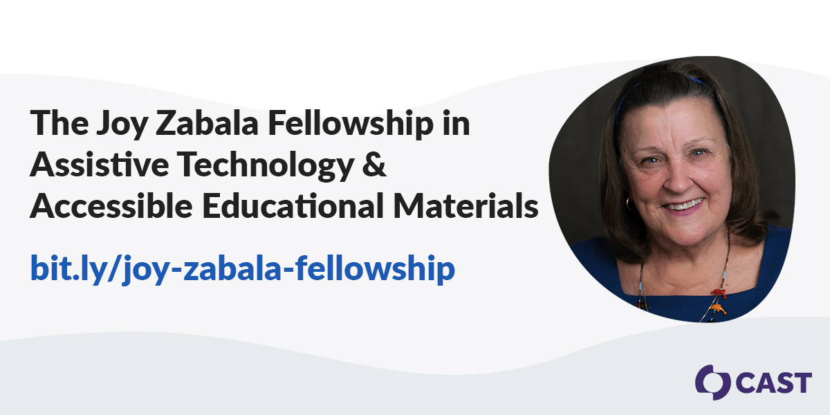 The Joy Zabala Fellowship in Assistive Technology &amp; Accessible Educational Materials will support early career professionals in strengthening expertise in AT &amp; accessible materials and sharing their knowledge with others. Donate: ow.ly/orMK50FOqEu #ATchat #UDLchat #AEM4all