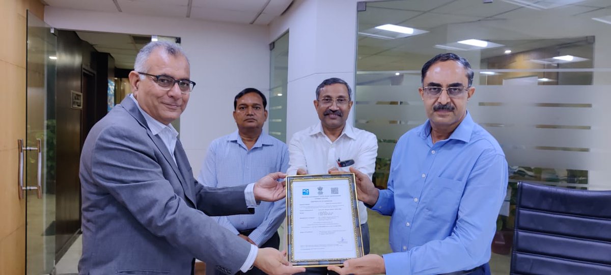 GoI_STQC's tweet photo. STQC Directorate issued first certificate for Trusted Electronics Value Chain Certification Scheme through Secretary MeitY which is developed based on directives of National Electronics Policy 2019. @GoI_MeitY @MeitYPIB @SecretaryMeitY @_DigitalIndia. https://t.co/OLIIcMI8hH