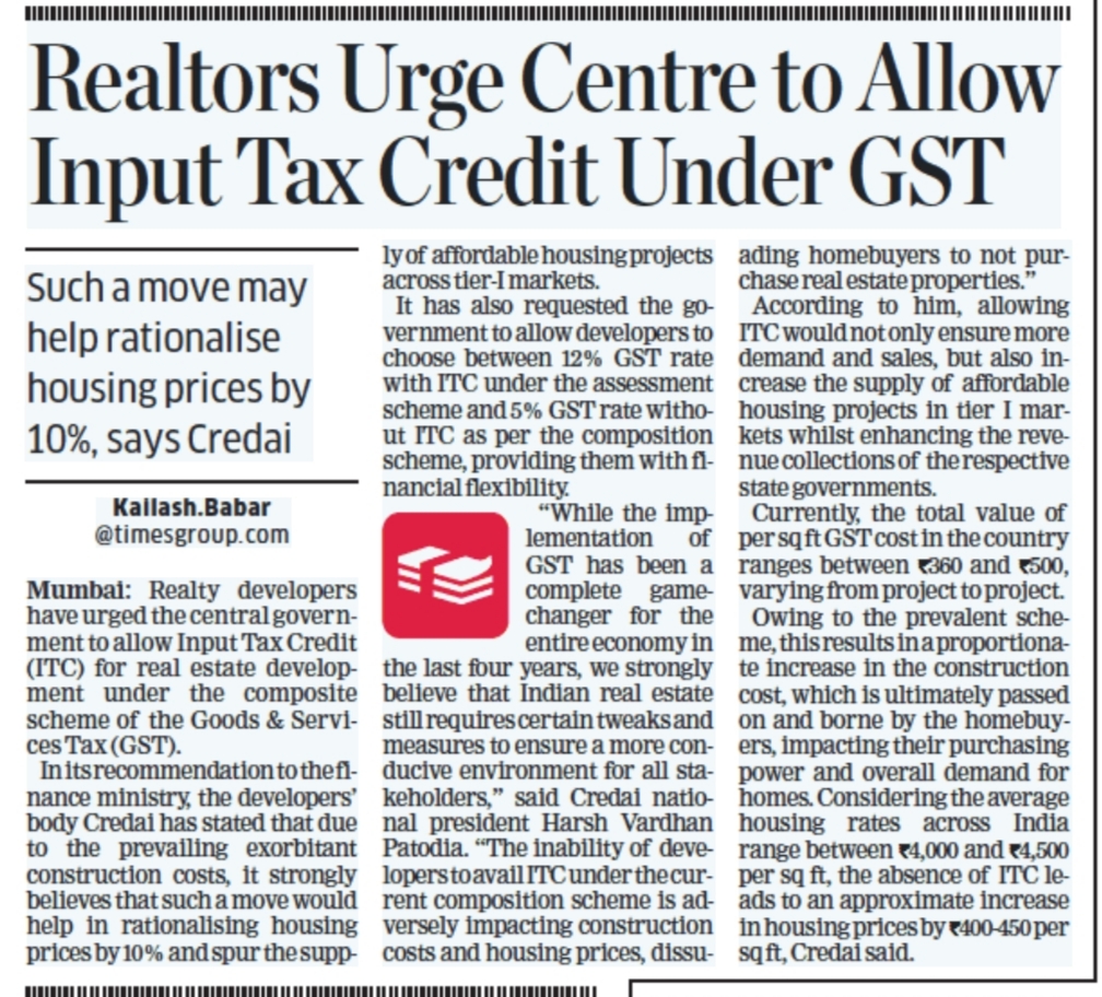 #RealEstate developers seek input #tax credit under #GST; say it may help rationalise #housing prices by 10%.
economictimes.indiatimes.com/industry/servi… <a href="/EconomicTimes/">Economic Times</a> #realty