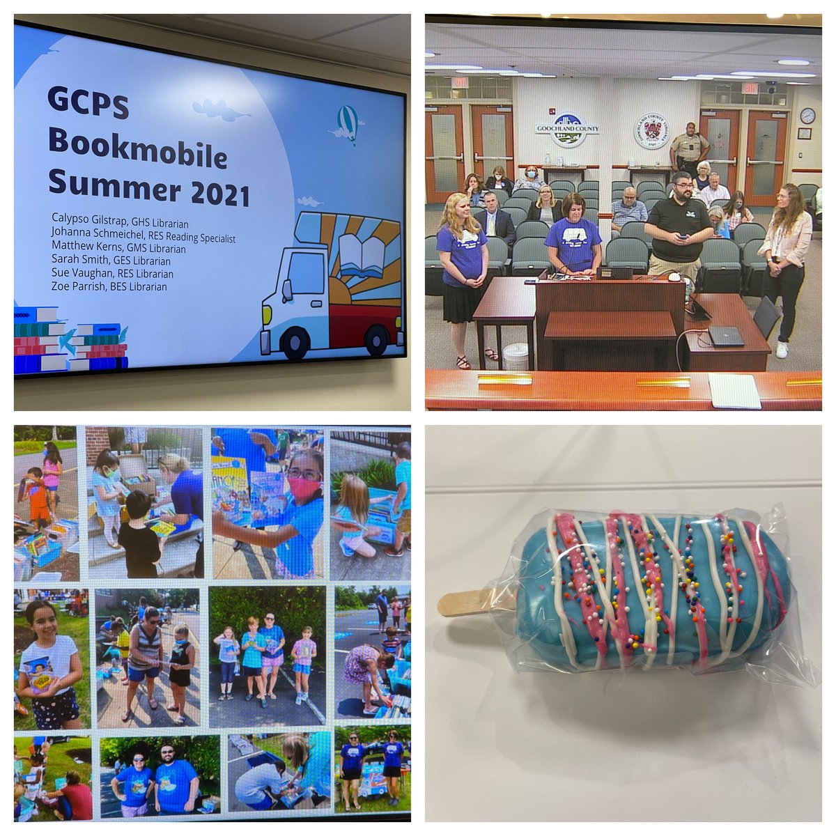 I’m SO incredibly lucky to work with <a href="/sjsmith_ges/">Sarah Smith</a> <a href="/TeacherZoe/">Zoe Parrish</a> <a href="/RoadrunnerLMC/">ⓢⓤⓢⓐⓝ ⓥⓐⓤⓖⓗⓐⓝ</a> <a href="/VADudebrarian/">Matthew “The Dudebrarian” Kerns</a> &amp; @calypsogilstrap 5 of the BEST #Librarians I know! They shared their incredibly successful summer <a href="/GCPSBookmobile/">GCPS Bookmobile</a> journey at the <a href="/glndschools/">Goochland County Public Schools Schools</a> school board meeting tonight! #ECCHO