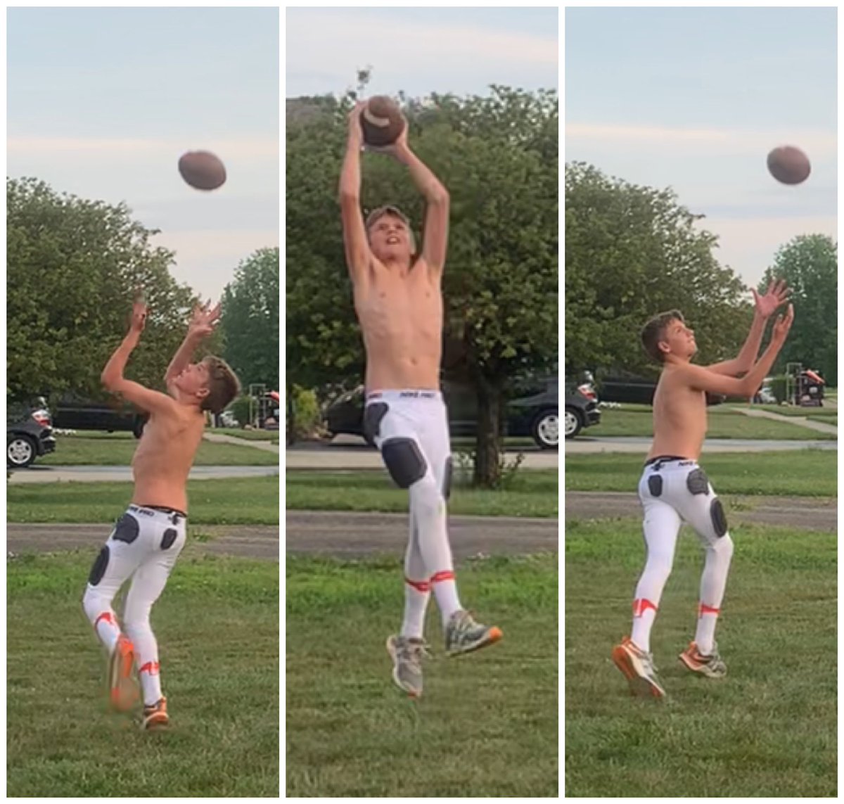 HEATHHSFOOTBALL's tweet photo. Day 75 of chasing 10k. On a quest for 125 catches a day for 80 straight days. Hard work will pay off. Getting a little post practice catch session. Keep working. Brings us to 9,375 catches so far! The goal is in sight! #DOGup #chasing10k #nodaysoff https://t.co/8EHhwVqqi1