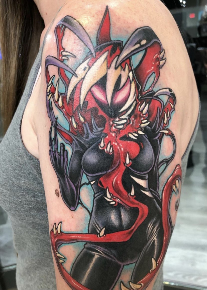 revolttattoos's tweet photo. Check out She-Venom! This stunning piece is brought to you by none other than "Sausage" the King himself! 

Artist: Walter “Sausage” Frank
Location: Salt Lake

#RevoltTattoos #JoinTheRevolt #LasVegas #LasVegasTattooShop #Venom #SheVenom #MarvelComics https://t.co/4HpsNUzBmQ