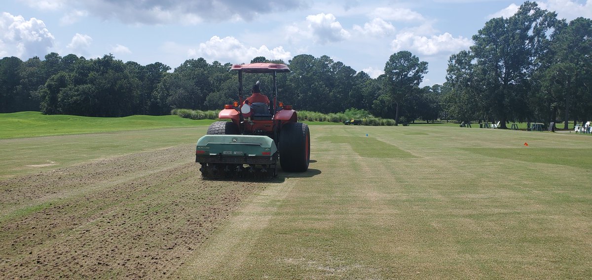 reeebert's tweet image. #thegrinddoesntstop @DWGolfClub day 2 of aeration!   The staff crushed it!  And our General manager Rich Rankin played his marathon golf rounds for @FoldsofHonor