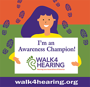 4chances2parent's tweet photo. I’m an Awareness Champion! Join me at the Walk4Hearing and help bring more attention to hearing loss. Individuals with hearing loss need to do more to access communication.  #walk4hearing #hearingloss #hearinghealth #hearinglossawareness @FHSRChicago @HLAA https://t.co/2G4RhQr9DP https://t.co/0gyKOAVClC