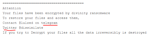 b3ard3dav3ng3r's tweet photo. #divinity #ransomware on @Twitter and @telegram https://t.co/EiV1jBSr6V