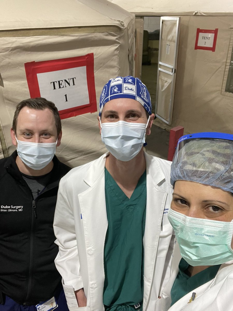 Dr_Amy's tweet photo. Never really thought I’d be seeing patients in tents outside of the military. #notdeployed #thisisduke #WearAMask https://t.co/iTwv3QOzFd