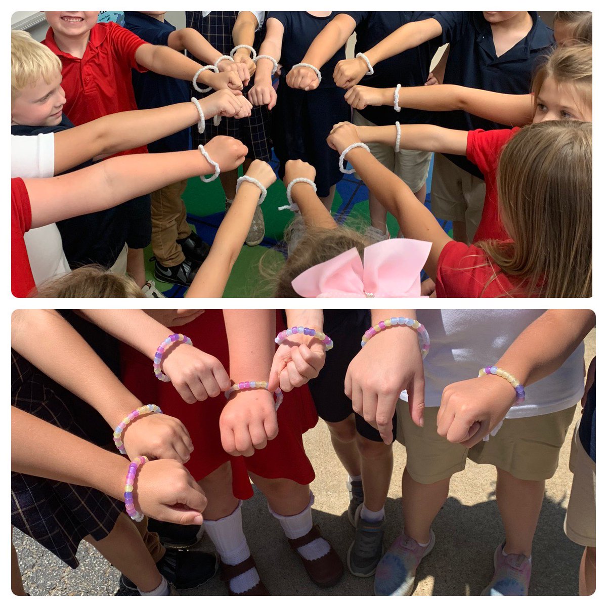 1stRca's tweet photo. @RossvilleAcad I love this back to school experiment with “magic beads” (UV beads, that change colors in the sunlight). It gets the kids making predictions and thinking like scientists. https://t.co/xY60sXq2GK