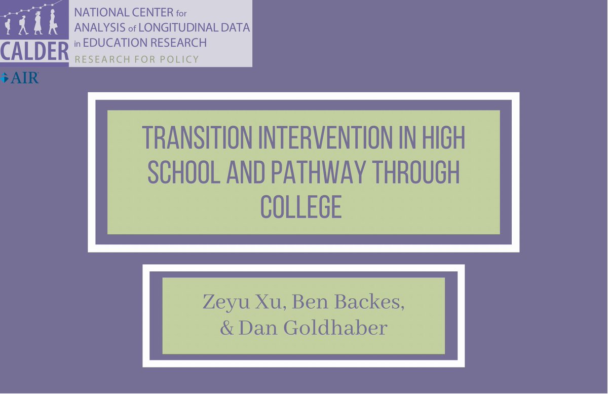 caldercenter's tweet photo. 🚨New CALDER Working Paper🚨 Do Transition Intervention Programs help high school students graduate ready for college? It’s complicated… Read our latest findings from @_ZeyuXu_ @brbackes &amp; @CEDR_US here!👉 https://t.co/ekfVITDAKL 

#EdData #K12 #collegeandcareerready https://t.co/hsIwSMw50I