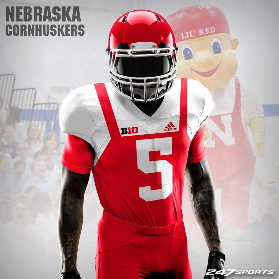 CFBHome's tweet photo. Source: @QB1TATT00 | 
🎈Nebraska to unveil “Lil Red” alternate uniforms vs Oklahoma September 18th. #Huskers #GoBigRed https://t.co/93i9dpvfba