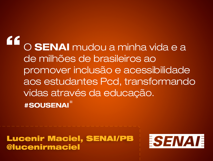 SENAInacional's tweet photo. 😎 Temos muito orgulho em ser a instituição que ajuda milhões de brasileiros a melhorar de vida. A paraibana Lucenir Maciel (@lucenirmaciel) nos contou como o SENAI foi importante em sua vida! 

#SouSENAI #PeloFuturoDoTrabalho https://t.co/GftqBYNp81