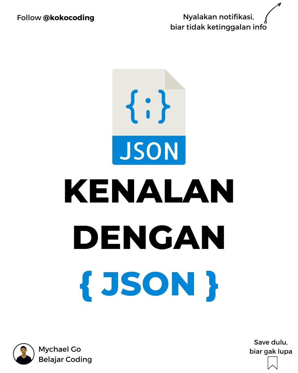 mychaelgo's tweet image. instagram.com/p/CSaxOsqhHf_/ 
🤔 Siapa sih JSON ? Kenalan dulu yuks
-
➡️Follow kokocoding
➡️Follow kokocoding
➡️Follow kokocoding
-
#makinpahamcoding 
#json #tipedata #api #frontend #backend
#anakkomputer #developer #softwareengineering #softwareengineer #belajarco
