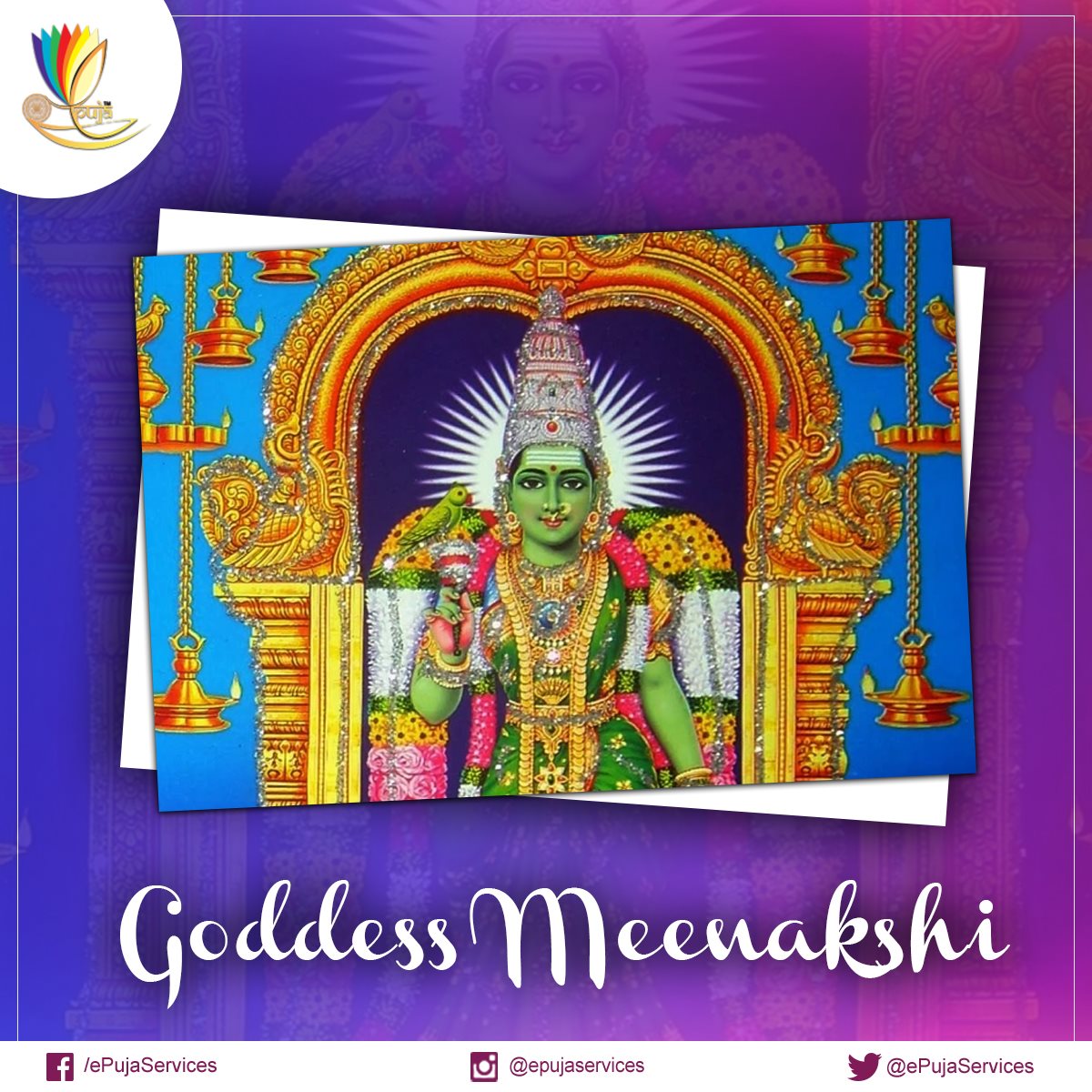 ePujaServices's tweet photo. Goddess #Meenakshi is an Avatar of the Hindu Goddess #Parvati. She is also known as Goddess #Angayarkanni. https://t.co/rdHPnjD4PL