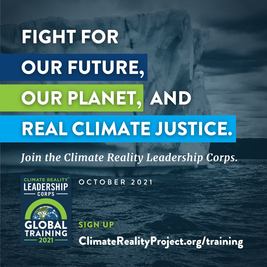 Join the <a href="/ClimateReality/">Climate Reality</a> virtual global training in October!

You’ll learn about:
- Climate solutions
- Global climate justice
- Grassroots advocacy &amp; campaign building
- Health Impacts of the climate crisis
And more!
bit.ly/Climate-Realit…
