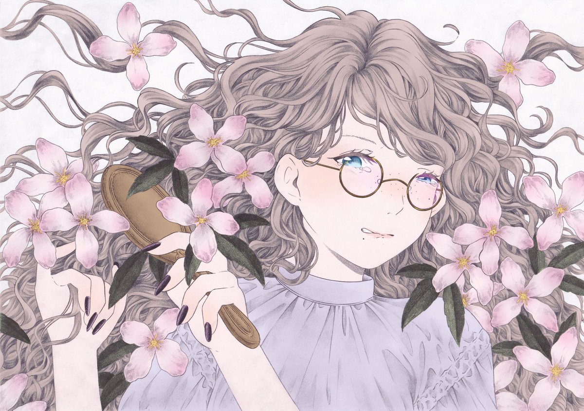 Kuri 絡まる 髪の手入れって大変ですよね Illustration 創作 イラスト