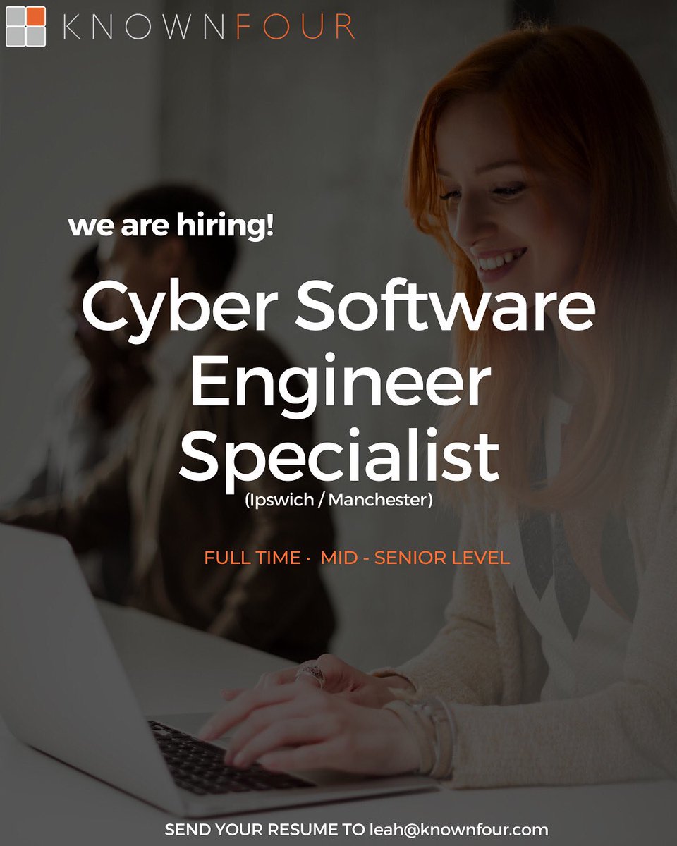 We are Hiring!

We have a fantastic job opportunity with one of the UK's largest Telecommunication companies, for a Cyber Software Engineer Specialist!!

Apply: linkedin.com/jobs/view/2674…

or send your resume to leah@knownfour.com

#KnownFour #hiring #softwareengineer #careers