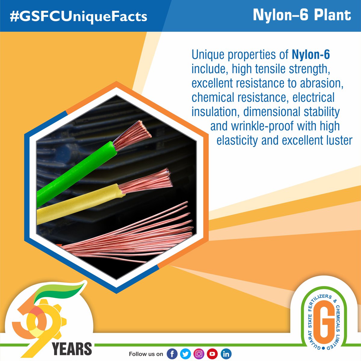 GSFCIndia's tweet photo. GSFC is the leader in the Nylon-6 value chain in the country.

#GSFC #NurturingGrowth #ChemicalPlant #Facts #Procucts #Engineeringplastic #Nylon6 #Caprolactam #Manufacturing  

@ficci_india @mansukhmandviya @CMOGuj @BiIndia @NITIAayog @chemical_news @Chemindigest @PMOIndia https://t.co/cJ2OrHFt0G