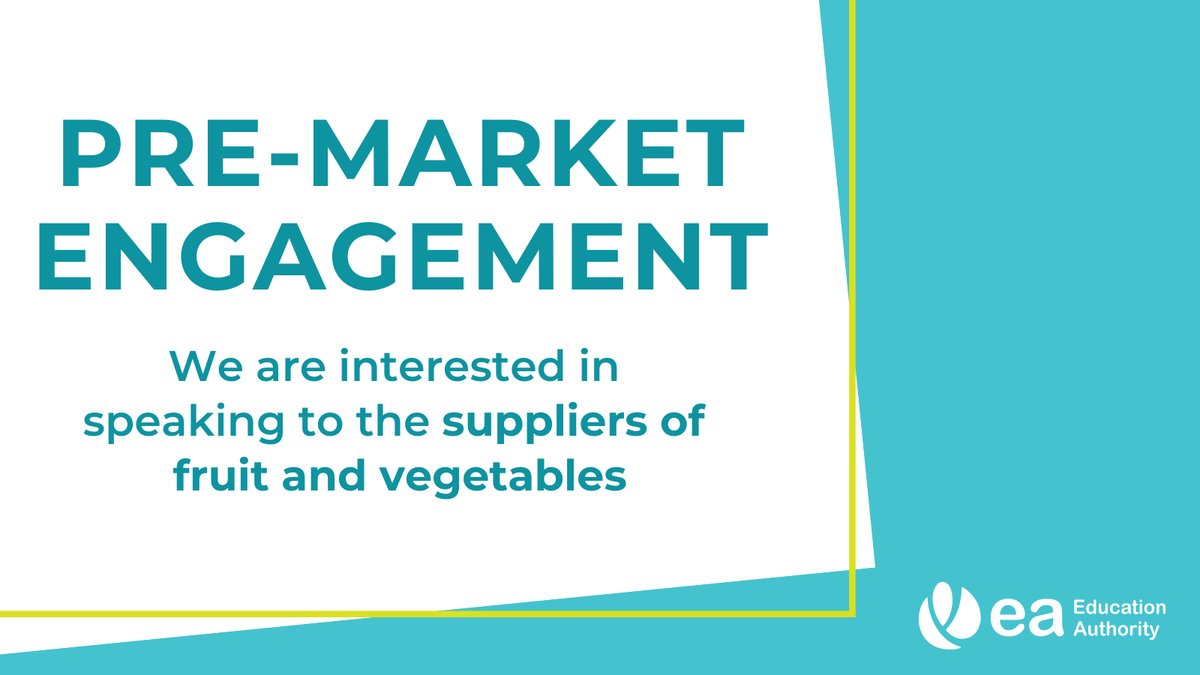 We wish to carry out some pre-market engagement with interested suppliers of fruit and vegetables. 

📨If you are interested in taking part please email 𝗰𝗮𝘁𝗲𝗿𝗶𝗻𝗴.𝗽𝗿𝗼𝗰𝘂𝗿𝗲@𝗲𝗮𝗻𝗶.𝗼𝗿𝗴.𝘂𝗸 by midday on 23 August 2021. 

#EAProcurement