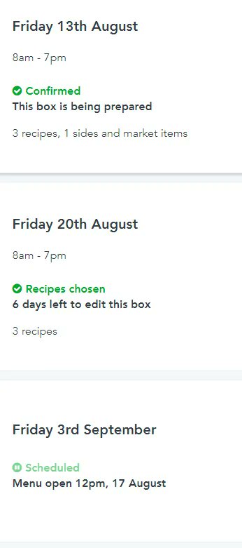 morgi90's tweet photo. @goustocooking hi gousto. Signed up yesterday, with delivery day of Friday, is there a reason I can't get a box on the 27th August? Because in upcoming deliveries there is no option for it on app or site. https://t.co/vLfZlUwDXZ