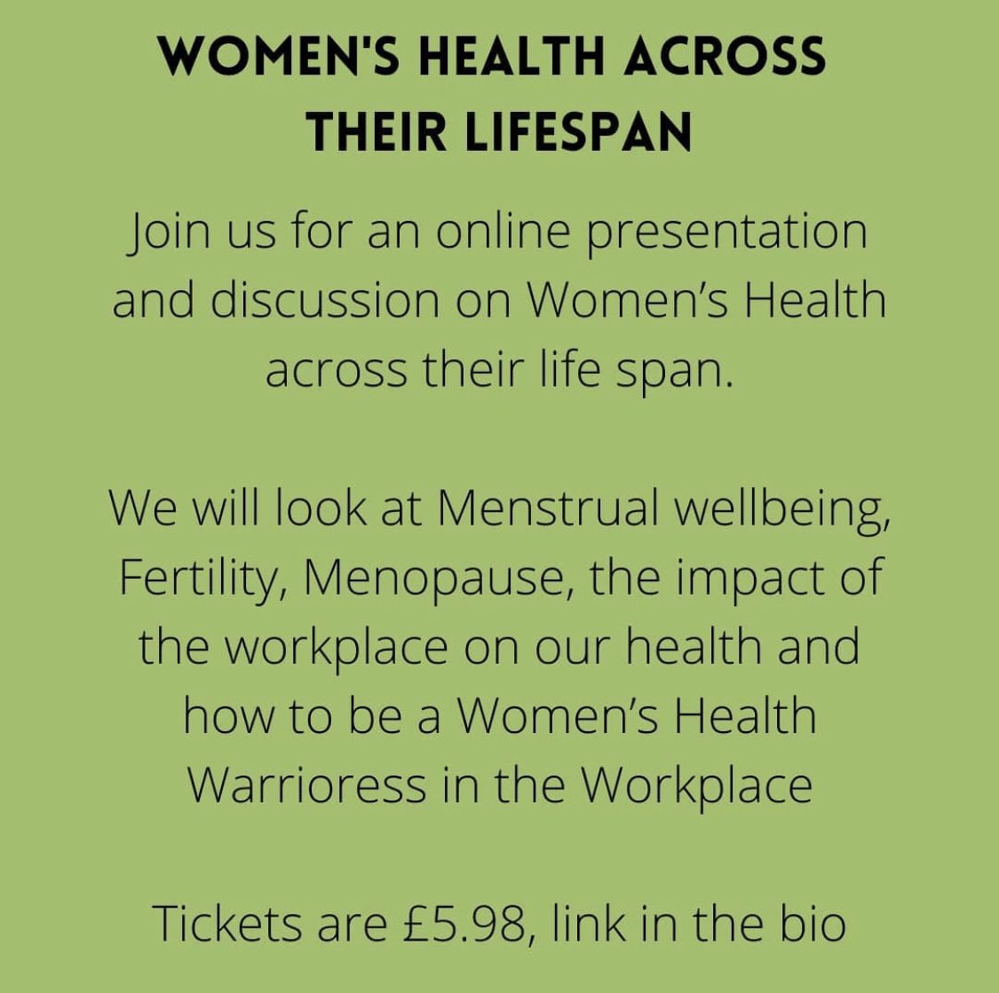 GaleKatharine's tweet photo. Feel free to join my virtual discussion with the Cambridge Womens Equality Party on 24th August 2020 at 8pm 

‘Women’s Health Through the Lifespan’ talking Menstrual Well-being, fertility and the menopause. 

Tickets available here:
https://t.co/JVfpMTl3mV https://t.co/whKOLymJHA