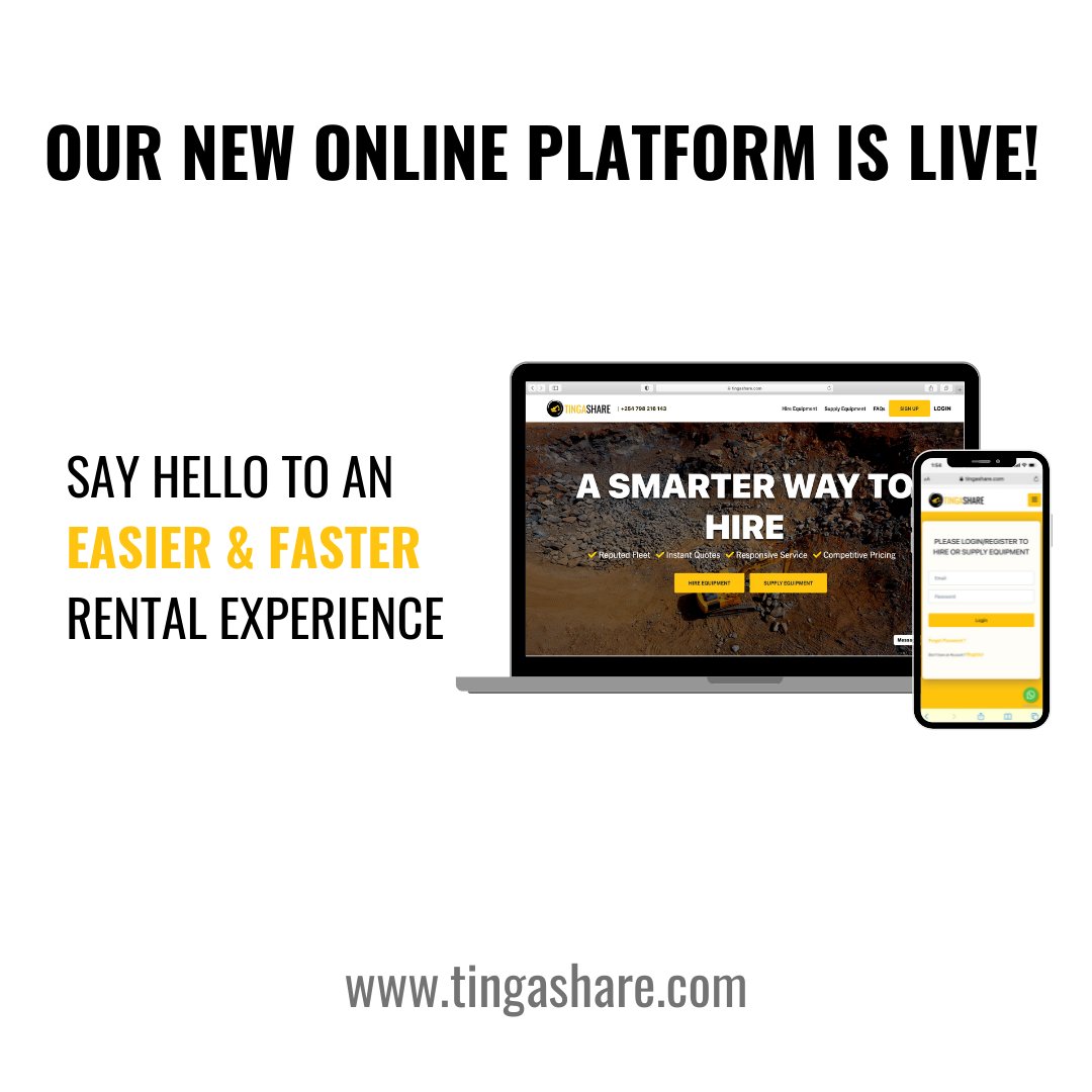 Tingashare's tweet photo. We've got a new look, full of features and customized solutions to meet all of your heavy machinery hire needs. Sign up/Log In to experience our new dashboard. 

#earthmoving #wheelloaders #heavyequipment #constructioncompant #heavymachinery #excavator #hire https://t.co/LfxQsFLBhx