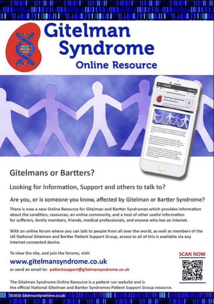 gitelmansuk's tweet image. Gitelman Syndrome #gitelmansyndrome #rarerenal #RareDisease #geneticdisease #lowpotassium #support #awareness