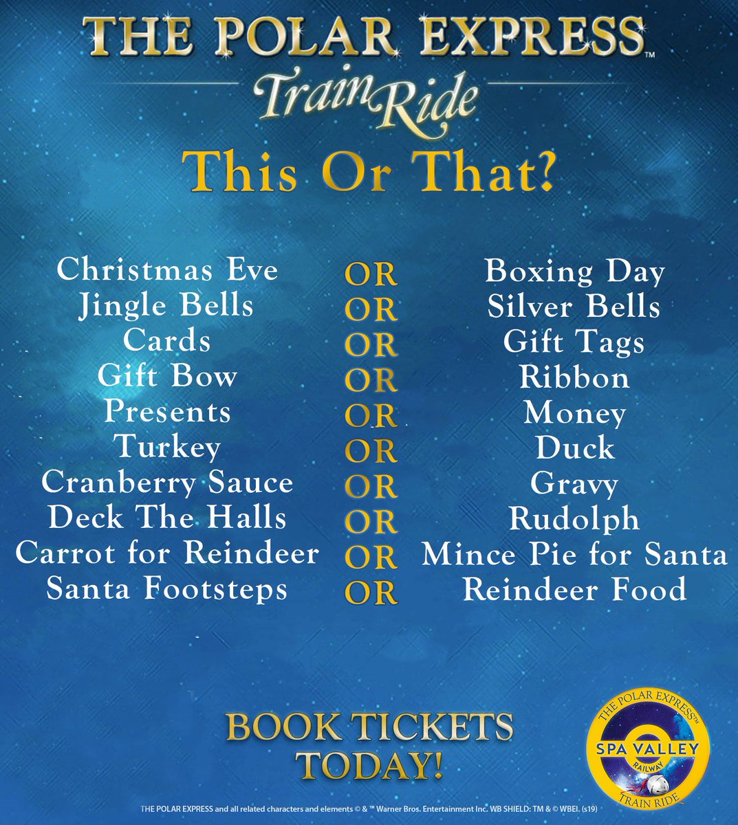 What's your ideal Christmas? Do you prefer 'Jingle Bells' or 'Silver Bells'? Why not share to your story and let us know? spavalleythepolarexpressride.com/?utm_source=fb…