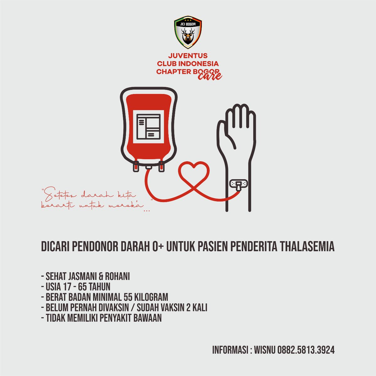 Bismillah, bantu retweet. Di cari pendonor tetap golongan darah O+ untuk seseorang penderita thalasemia di bogor 🙏

<a href="/JCI_Bogor/">BOGOR SIAMO NOI</a> <a href="/JCIndonesia/">Juventini Indonesia</a> <a href="/infobogor/">BOGOR</a> <a href="/bogorkab/">Pemerintah kabupaten Bogor | #75TahunJabar</a> <a href="/txtdaribogor/">txtdaribogor</a>