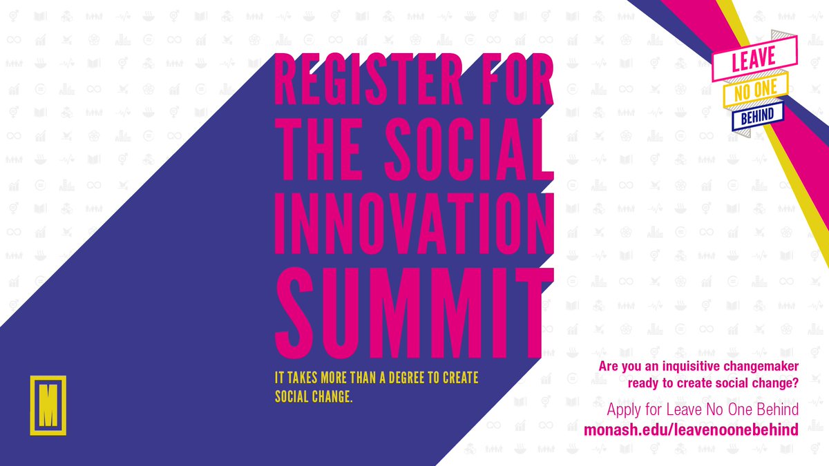 Grab the last spots for our Social Innovation summit this Saturday - now hosted online! Monash students and alumni 🔊 no obligation to commit to the Leave No One Behind competition - just a chance to learn about social business and creating change lght.ly/b151bbb